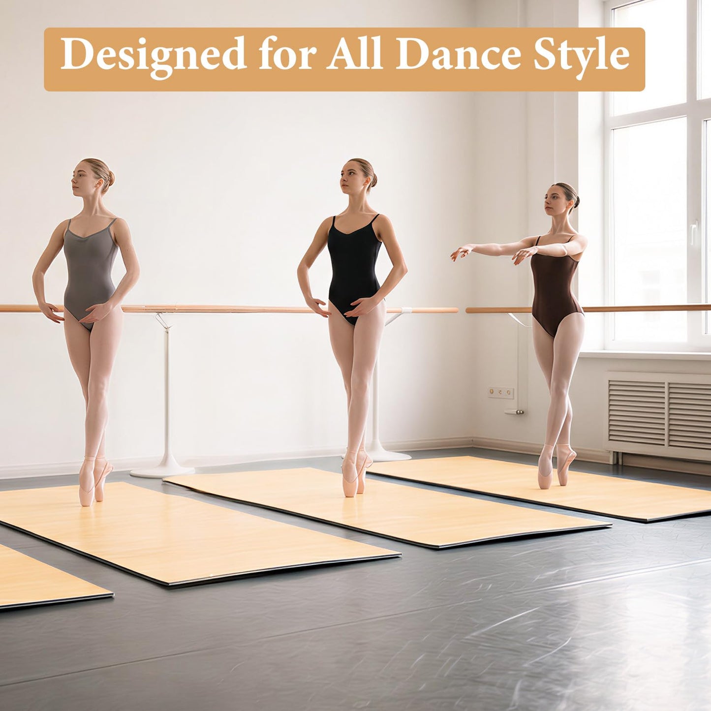 Generic 4Ft x 6Ft Marley Dance Floor, Portable Non-Slip PVC Mat for Ballet, Jazz & Pop Dance, Ideal for Home & Dance Schools