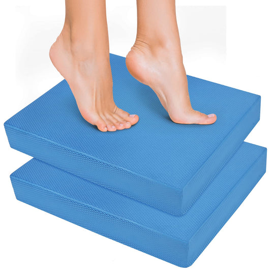 Hungdao 2 Pcs Balance Pad Thick Foam Yoga Core Training Exercise Pad for Adults Physical Therapy Fitness Stability Workout Knee Ankle Strength Training Home Work Floor(16 x 13 x 2 Inches,Blue)