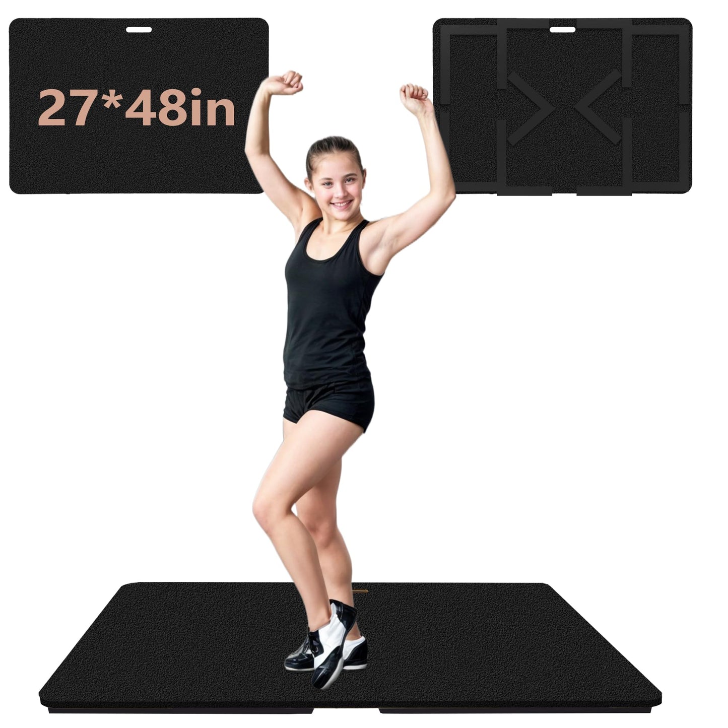 koretech Tap Dance Floor, Portable Tap Dancing Practice Board, Professional Tap Board for Tap Dancing, 48'' L x 27'' W, Black