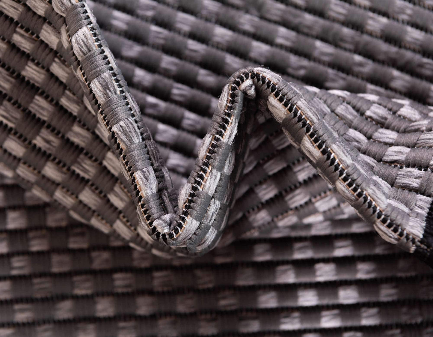 Unique Loom Outdoor Border Collection Area Rug - Multi Border (4' x 6' Rectangle, Gray/ Black)
