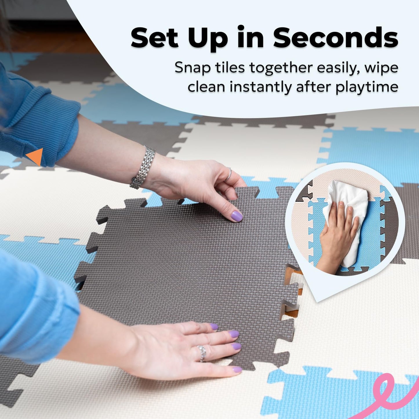 MioTetto Baby Play Mat, Comfortable Playtime Mat – Portable Foam Floor Tiles, Safe Baby mat for Floor for Crawling & Development, Soft Play mat for Babies, Stylish Interlocking Foam Tiles