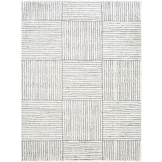 Livabliss x Galey Alix Architect I Modern Geometric Area Rug, 7'10" x 10' (8' x 10'), Ivory/Black
