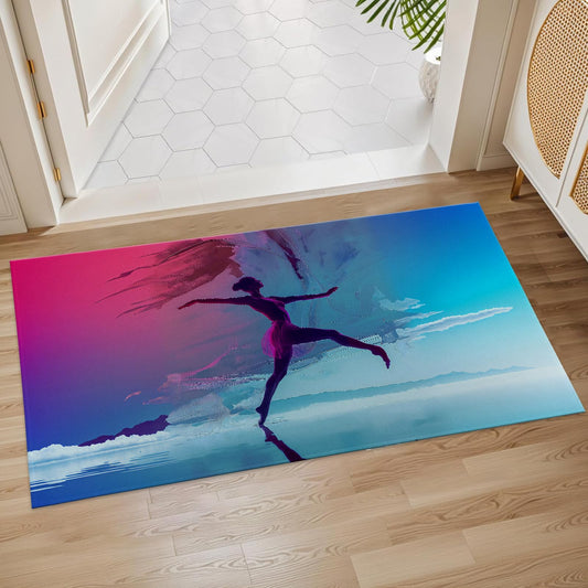 Plistiz Elegant Ballerina Dance Indoor Door Mat, 17x29.5 Inch, Floor Area Rug for Entryway, Living Room, or Bathroom, Non-Slip Doormat, Artistic Gradient Home Decor Rug Gifts