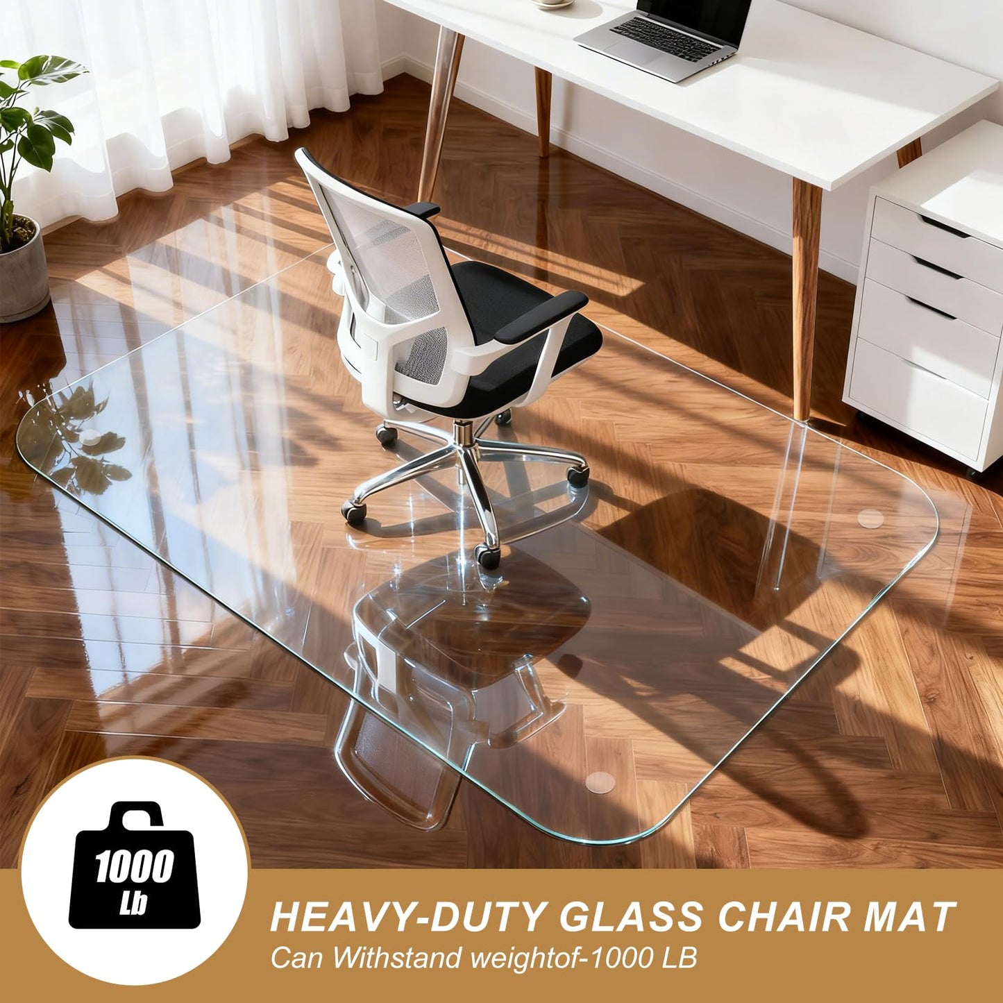 Vicwe Glass Chair Mat for Carpet,32"x54" Tempered Glass Office Chair Mat,1/5" Thick Glass Chair Mat with Rounded and Polished Edges,Smooth Glide for Carpet & Hardwood Floor Protection
