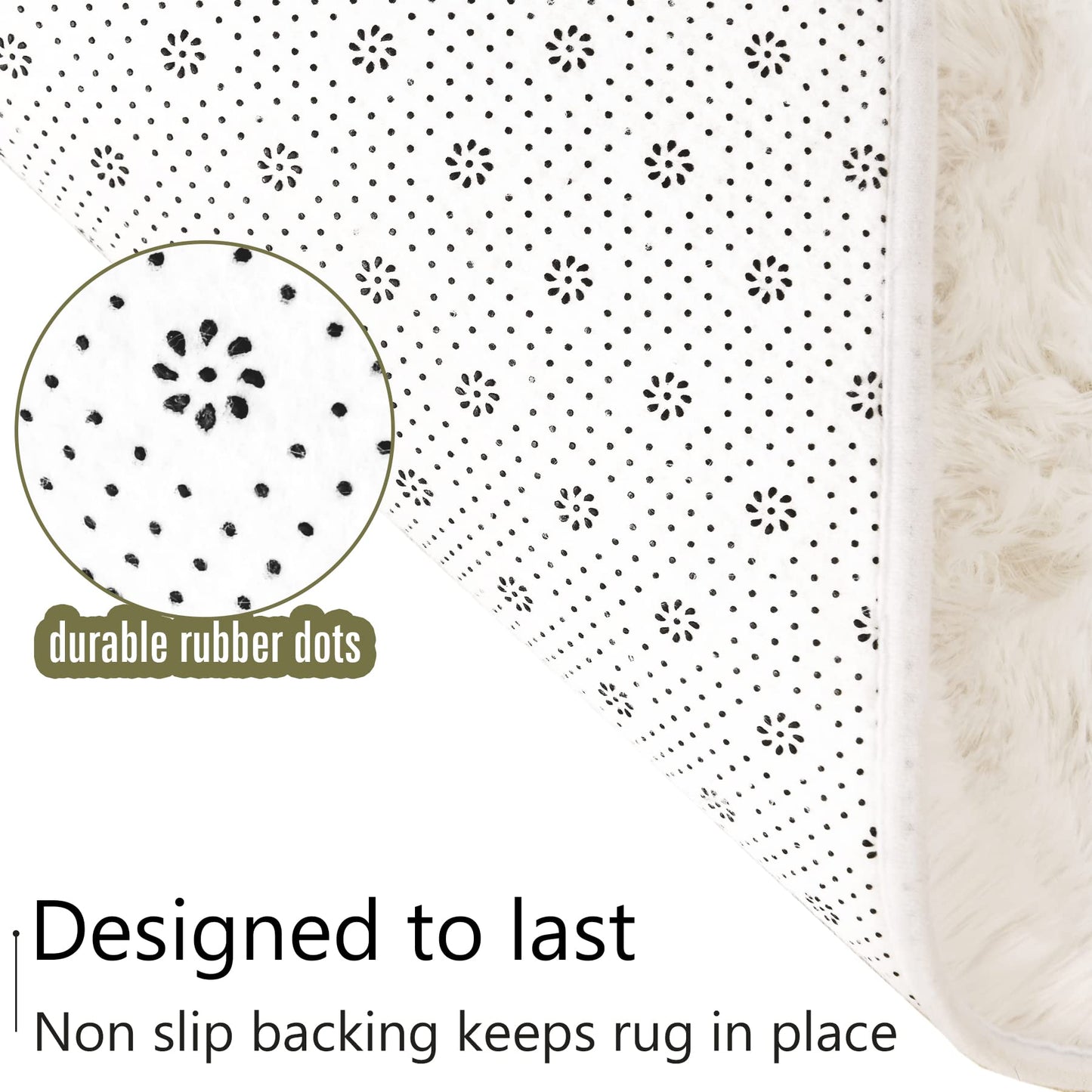 LOCHAS Ultra Soft Indoor Modern Area Rugs Fluffy Living Room Carpets for Children Bedroom Home Decor Nursery Rug 4x6 Feet, White