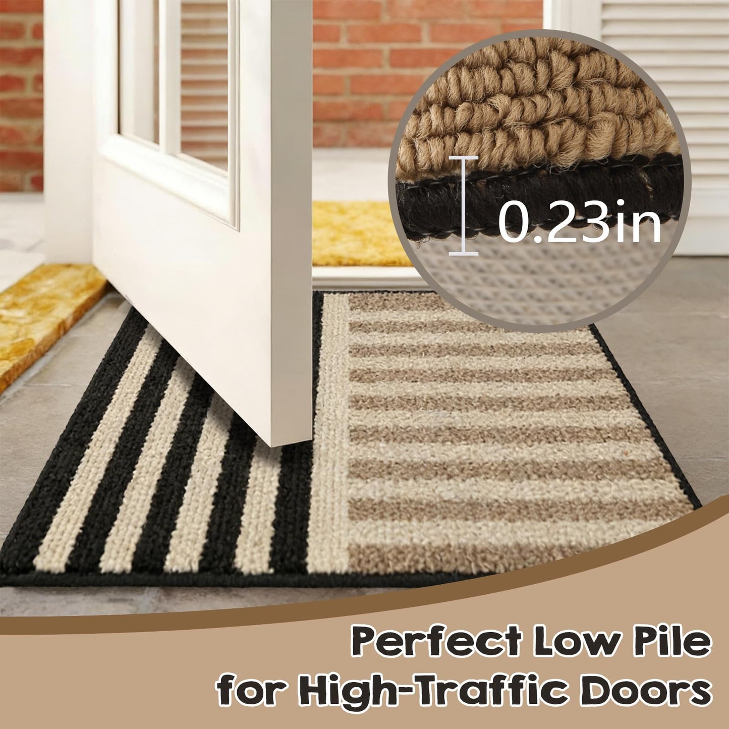 19.5"x31.5" Khaki Indoor Door mat Non-Slip Inside Front Doormats Entryway Mat Resist Dirt Washable Low Profile Floor Mats for Indoor Outdoor Home Patio
