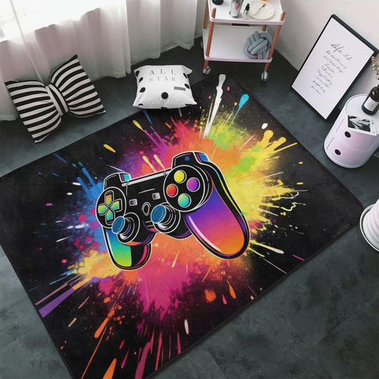 Washable Area Rugs Cover,Colorful Game Controller Soft Floor Carpets Mats Non-Skid Field Rug for Boys Playroom Living Room Bedroom Home Decor 4x5.3 Ft