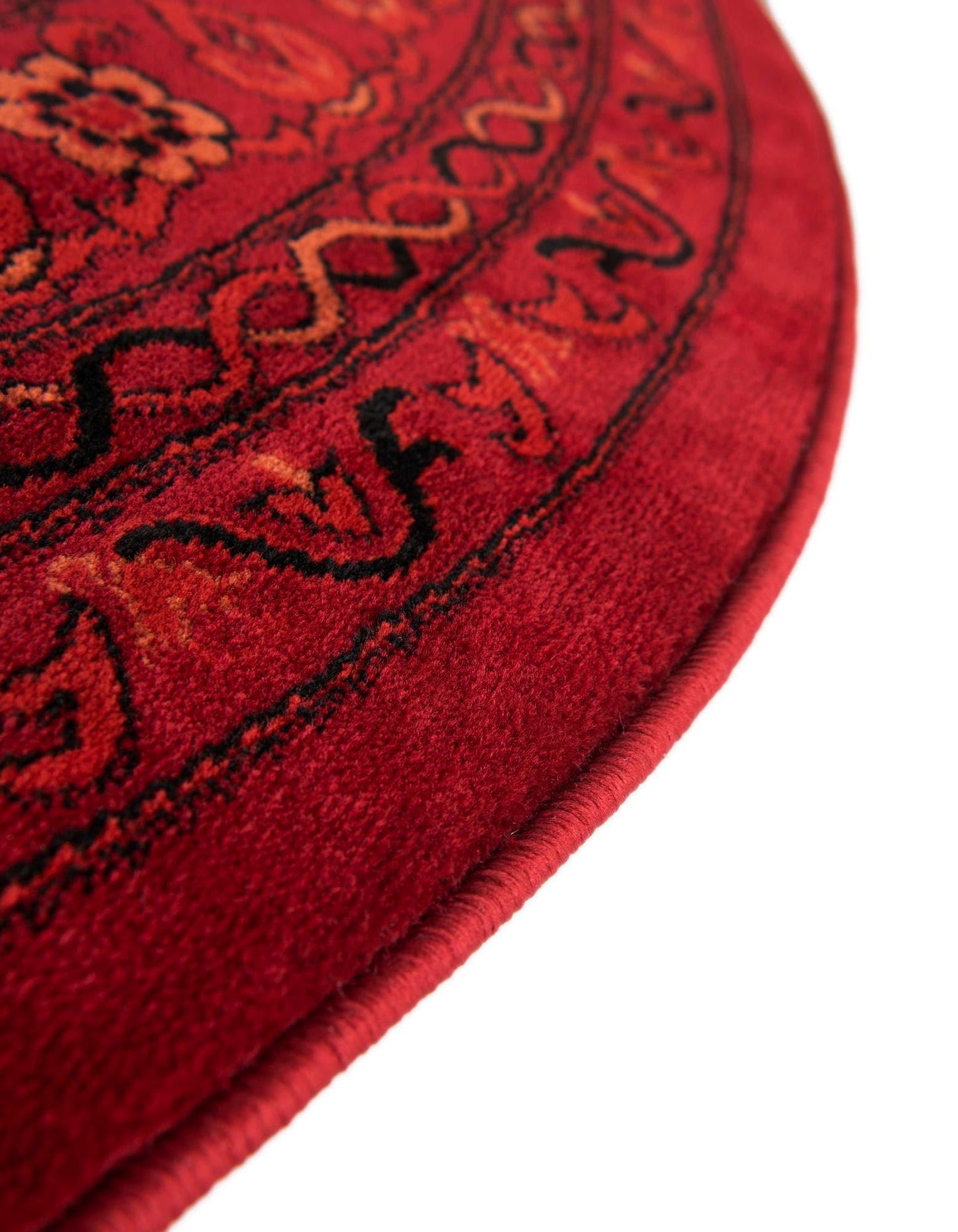 Rugs.com Bokhara Collection Rug – 5 Ft Round Red Medium-Pile Rug Perfect for Kitchens, Dining Rooms