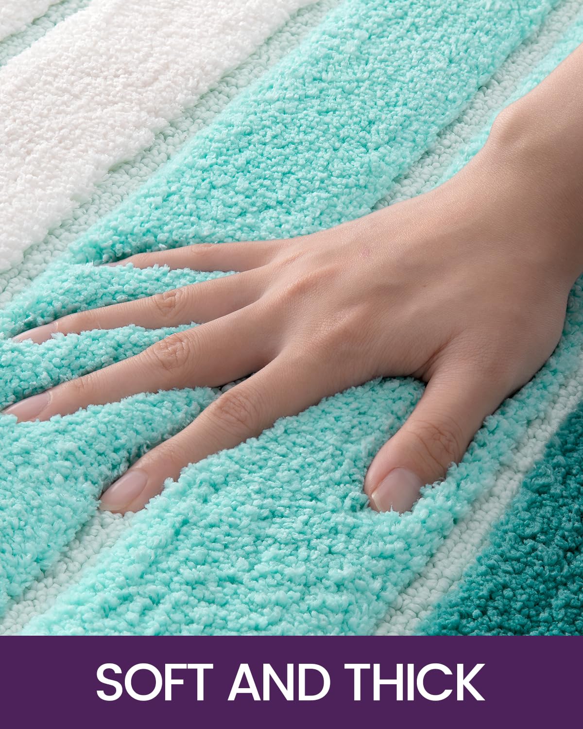 DEXI Bath Mats for Bathroom, 24x43 Absorbent Microfiber Bath Mat Quick Dry, Washable Bathroom Rugs with Non Slip Backing for Shower Floor, Turquoise
