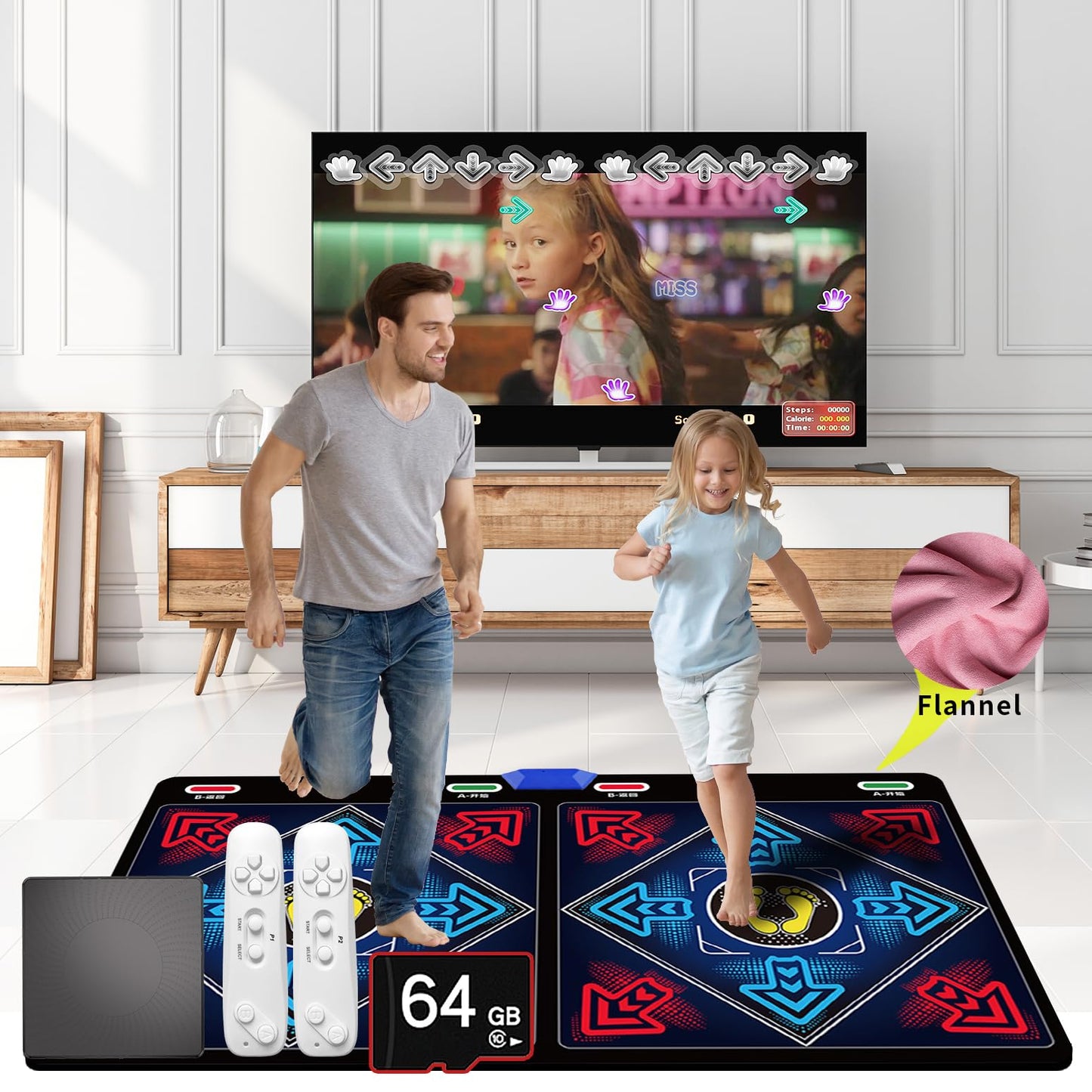 WuZhuangYuan Music Dance Mat for Kids & Adults,Ideal for Fitness Dance Games,64GB Memory Card,899 Games,75 Music Videos,650 Songs.for TV use,Made of Premium Flannel,a Luxurious Gift for Children