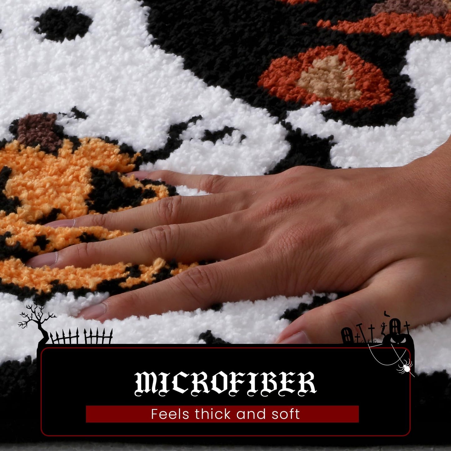 Ghost Bath Mat 16x24 Inch, Soft and Absorbent Tufted Halloween Bathroom Rug Non Slip Washable, Halloween Bathroom Boo Decor Rug Holiday Decorations
