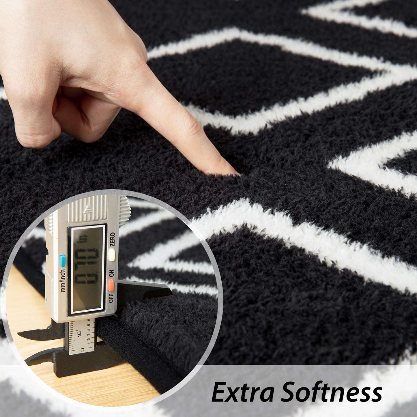 Rtizon Soft Area Rug for Bedroom, 6x9Ft Moroccan Rugs for Living Room, Geometric Non-Slip Carpet with Memory Foam for Boys Girls's Bedside Office Dining Room Farmhouse,Black and White