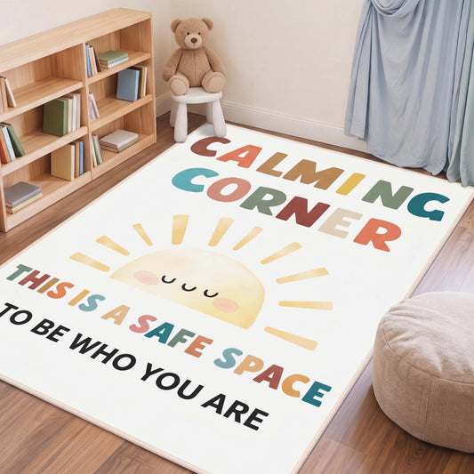 Maasechs 3 x 4 ft Calming Corner Classroom Rug, Sunshine Boho Area Carpet Corner Items Rug Educational Soft Floor Mat for Nursery Homeschool Playroom Elementary Back to School(Morandi)
