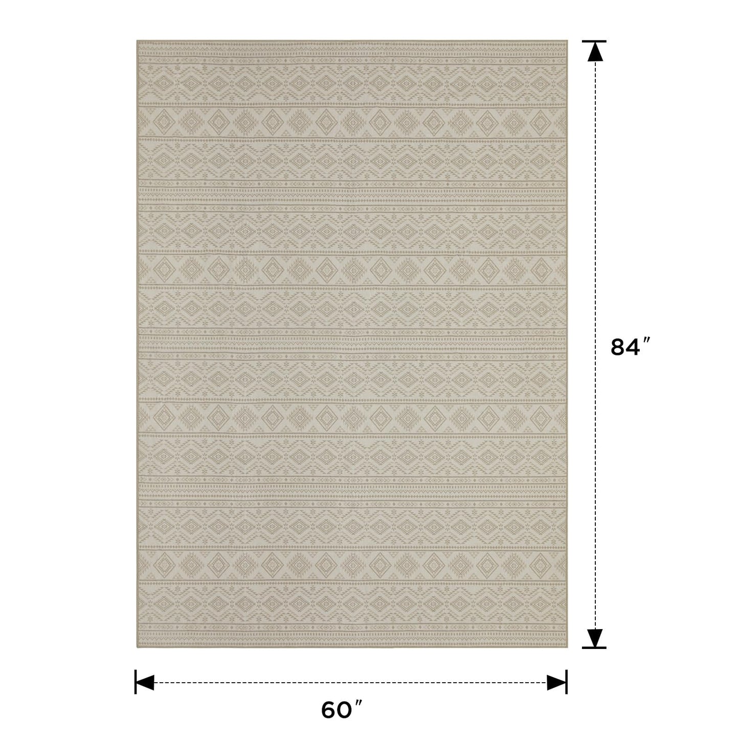 Joydeco 5×7 Area Rugs for Living Room, Non-Slip Boho Moroccan Soft Washable Rug, Low Pile Carpet for Bedroom, Dining Room, Home Office, Pet & Child Friendly, Cream&Dark Brown