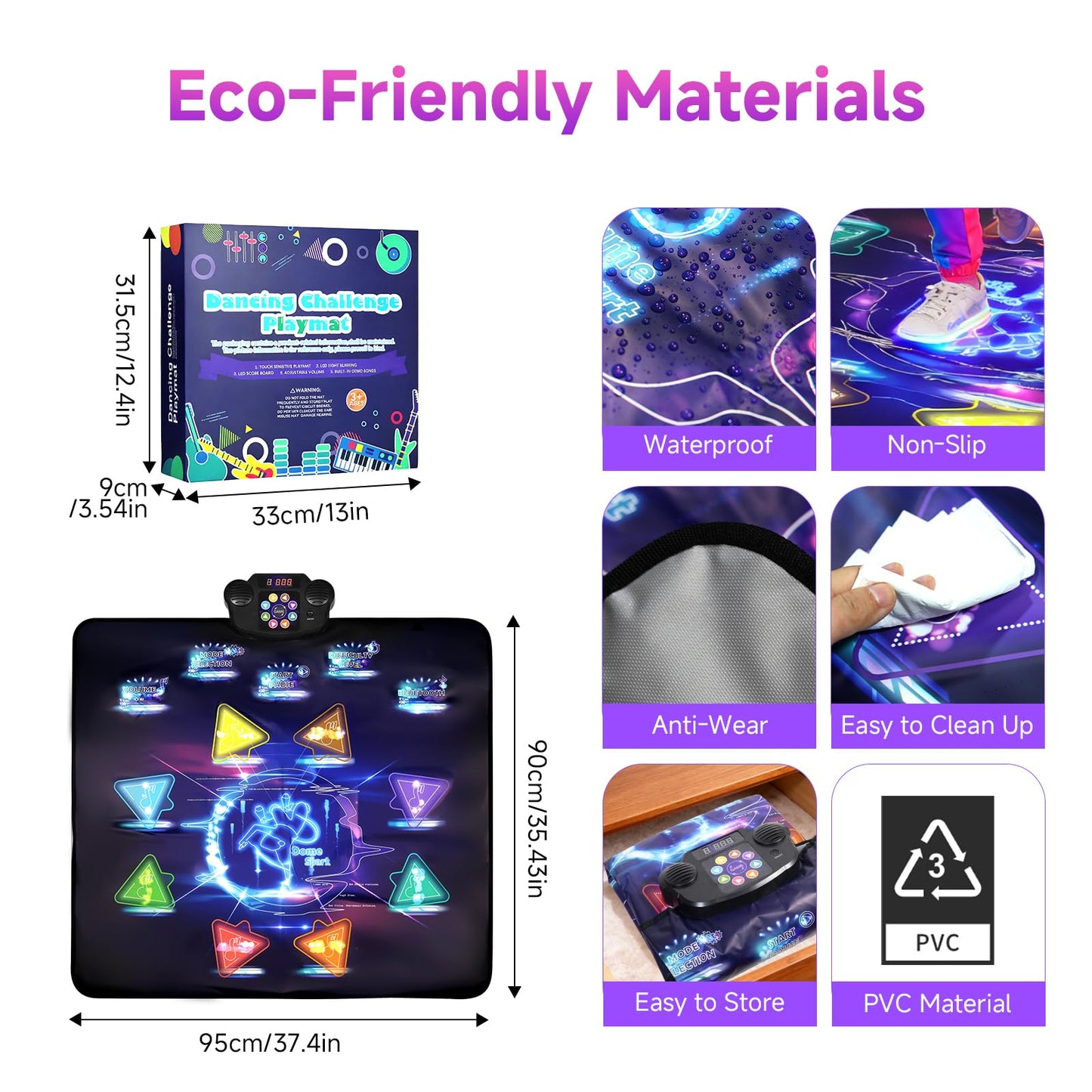 LivelyCove Wireless Bluetooth Dance Mat | Built-in Music 8 Games 3 Levels | Gifts for Kids Birthday Christmas Children's Day | Boys Girls 3-15 Years Old