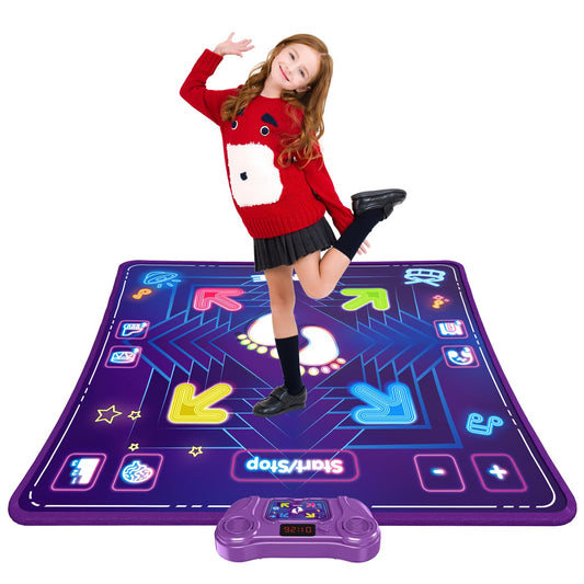 KAKTIN Dance Mat Toys for Kids, Dance Mats with LED Light & Wireless Bluetooth, Music Dance Toy with 5 Modes Game 3 Speeds, Birthday Xmas Gifts for 3-12 Year Old Girls Boys