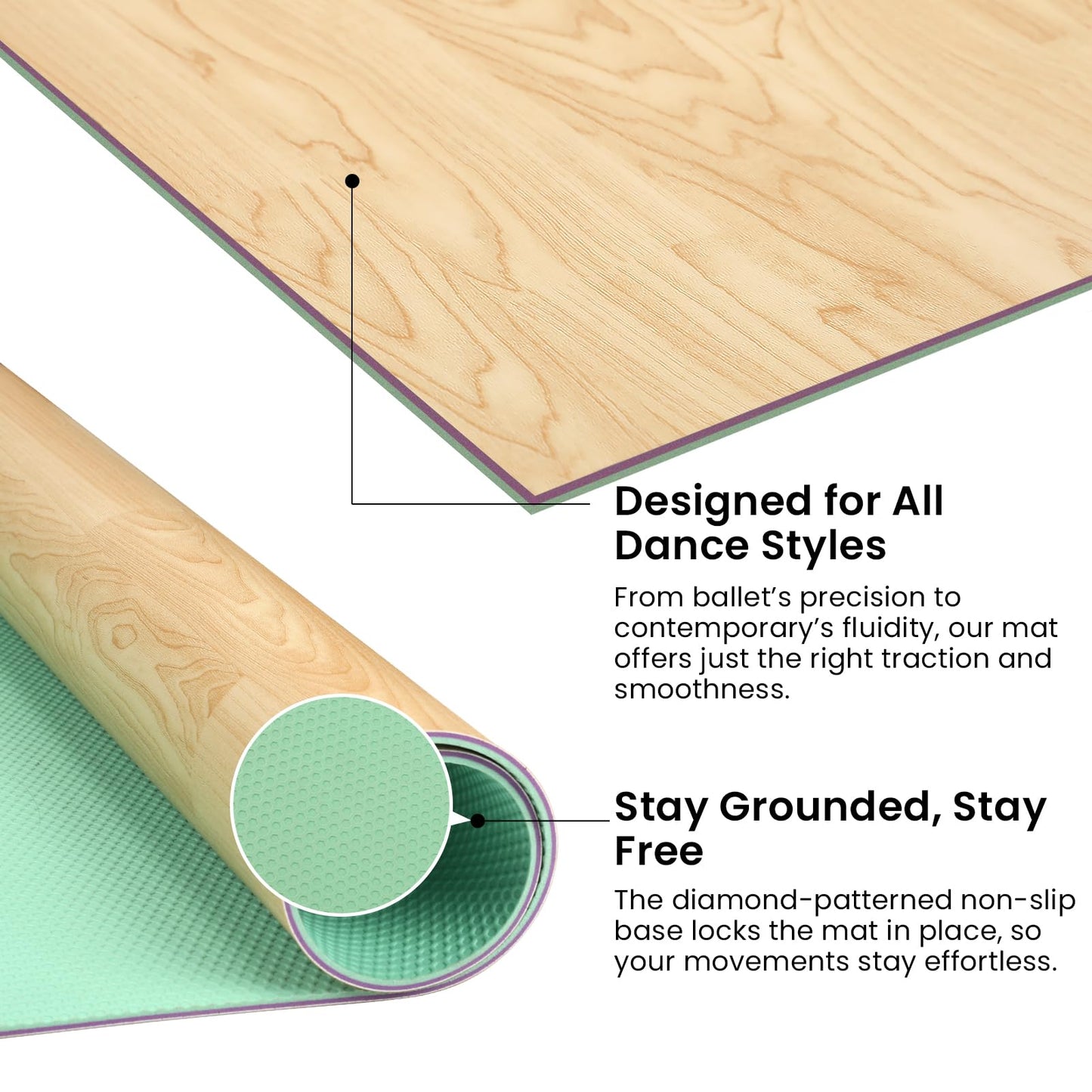 3 x 4 Ft Marley Dance Floor, 5mm Thin Mat for Ballet Floor