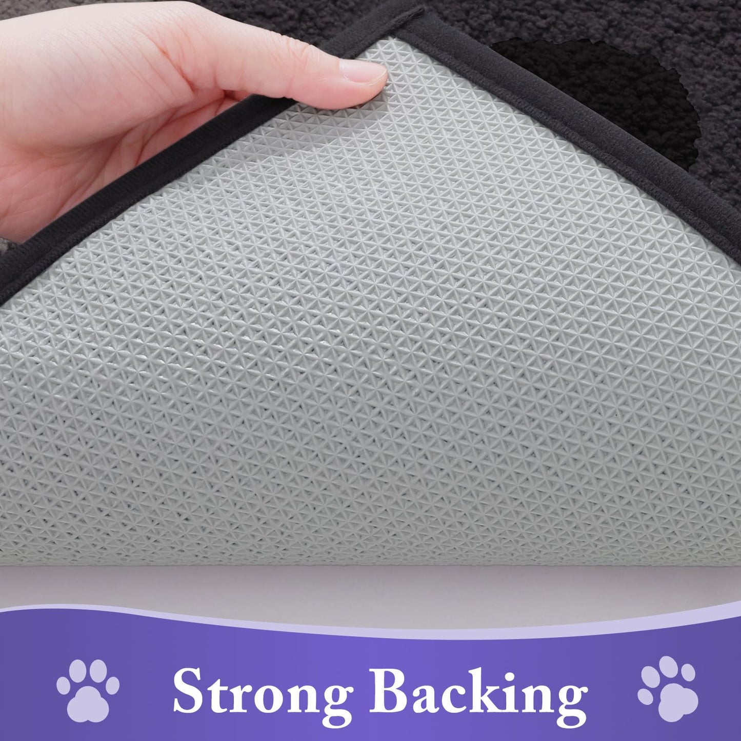 Buganda Dog Door Mat for Muddy Paws, Absorbent Dirt Trapper Non Slip Indoor Doormats, Washable Low-Profile Mat for Mud Dogs, Entryway Carpet for Inside Floor (30x20 Inches, Black)