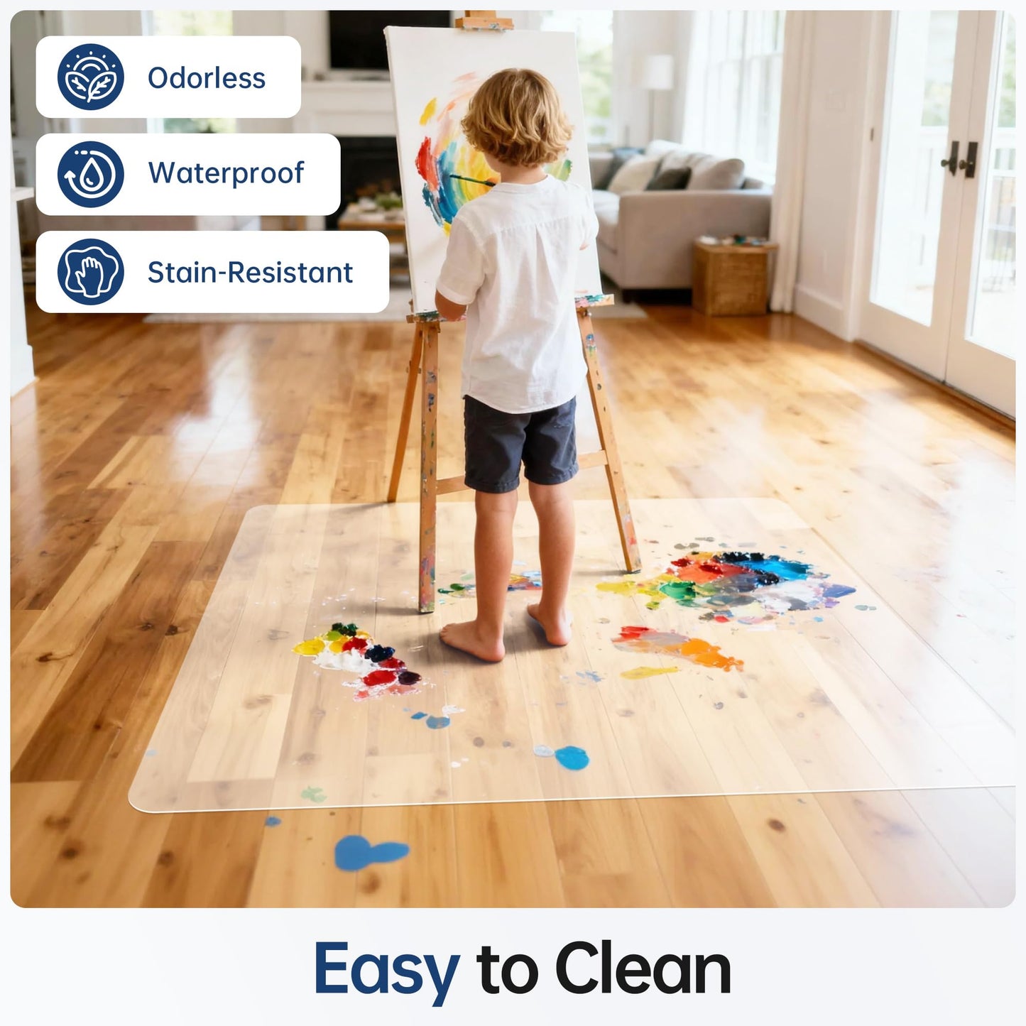 Cybstrax Office Chair Mat for Hardwood Floor - 30 x 48'', Transparent Computer Desk Chair Mat Easy Glide Floor Protector Mat for Rolling Chairs Office & Home