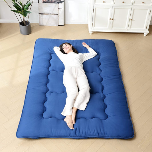 NeuType Futon Mattress Thicken Sleeping Mattress for Floor Folding Mattress for Adults,Tatami Mat,Camping Mattress,Road Trip, Kids Play Mat, Queen Size,Navy, A-GE20006_NT_T2_VC