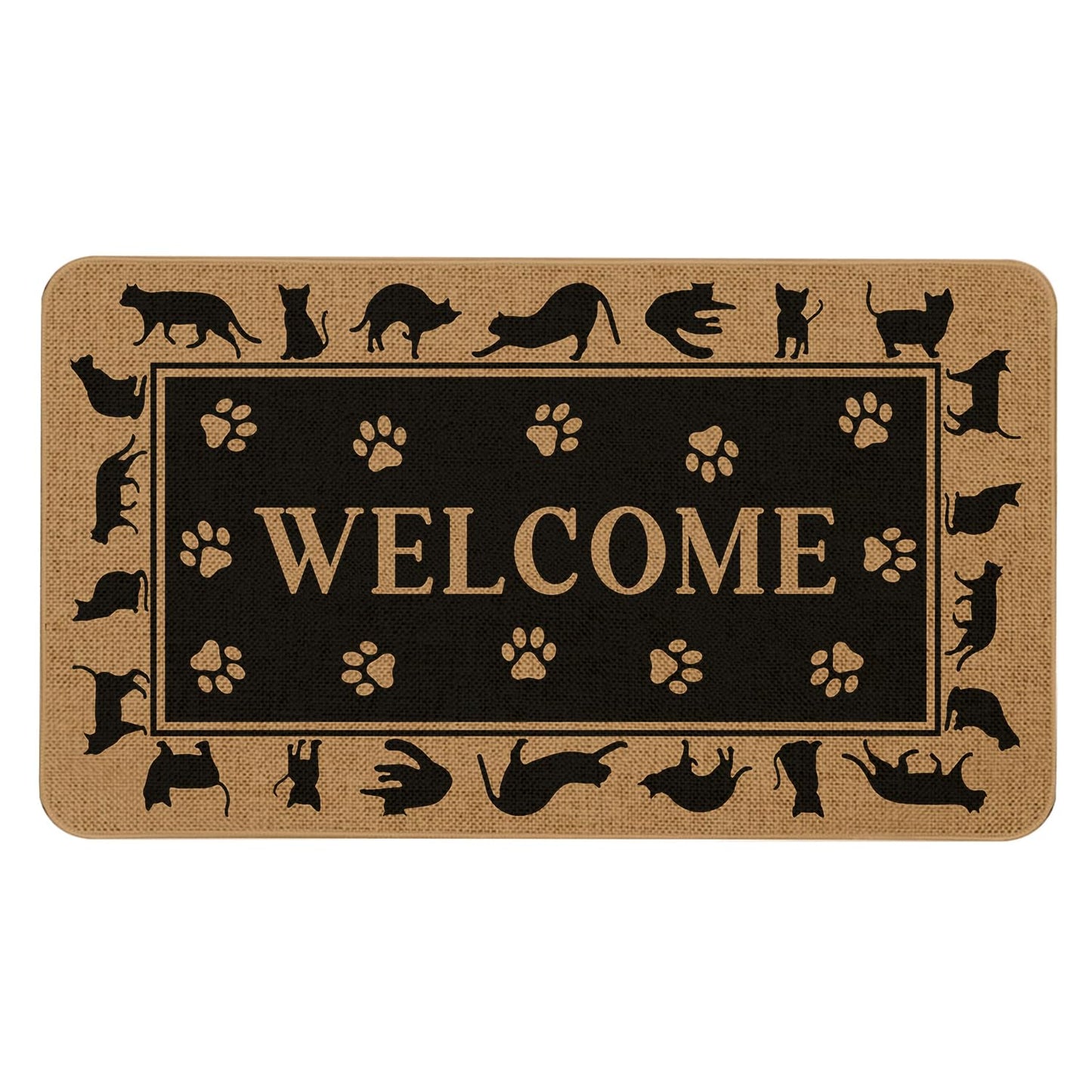 Kuyuayee Cat Welcome Door Mat 30x17 Inch Black Cats Front Doormat Indoor Outdoor Funny Cat Floor Mats Non-Slip Washable Pet Home Decor