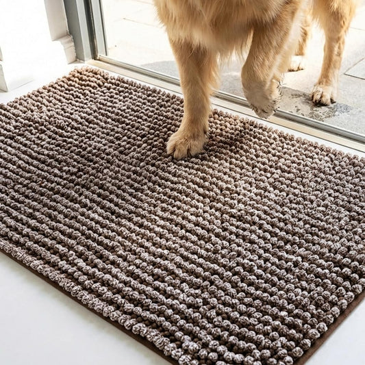 Muddy Mat® TrapMax Indoor Dog Door Mat & Bathroom Rugs – Non Slip Chenille Entryway Rug for Muddy Paws, Super Absorbent Washable Front Door Mat, Quick Dry Bath Mat - Brown 19" x 30"
