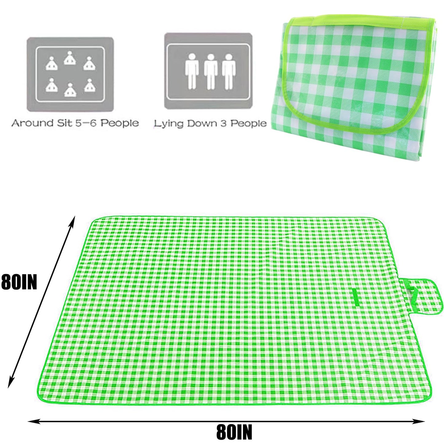 MEETOOT Waterproof Foldable Picnic Mat 80 Inch Outdoor Gear Moisture Proof Pad Portable Beach Lawn Music Festival Durable Seat Pad Suitable for Park Grassy Areas Camping Road Trip