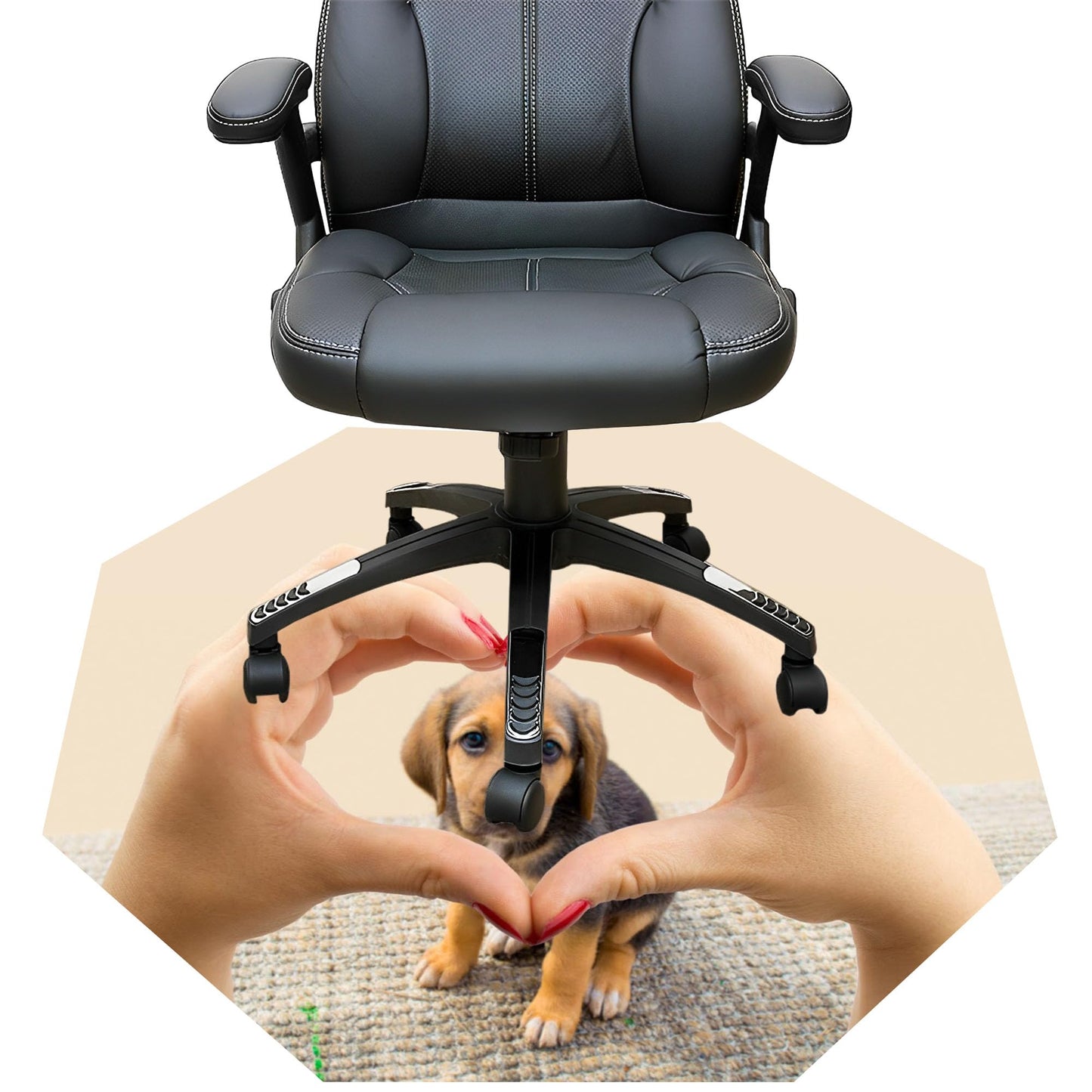Personalized Octagonal 36 Inch Chair Mat - Design Your Own Photo Text Logo, Custom Octagonal Chair Mats, Multi-Purpose Chair Carpets, Black