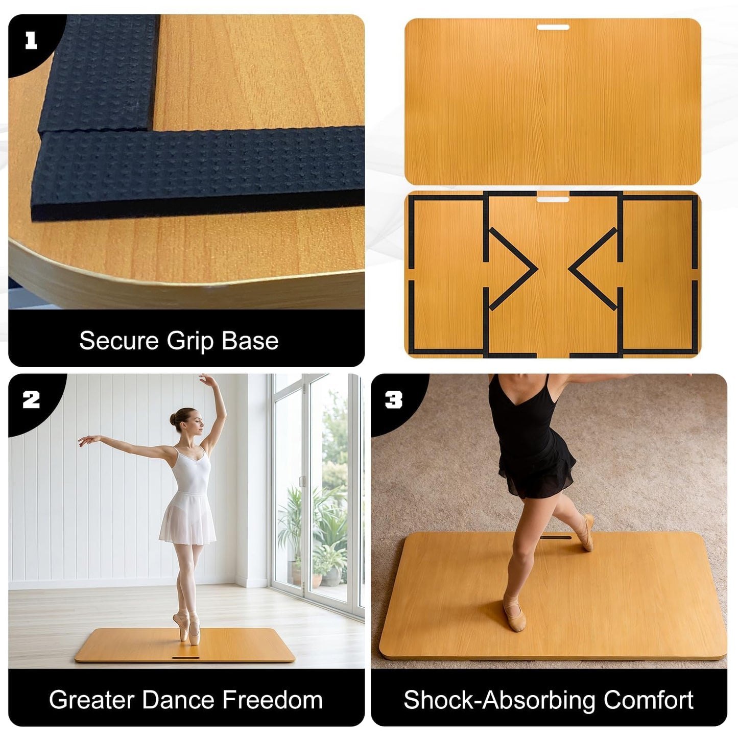 Portable Tap Dance Floor, 47" x 27" Tap Board for Tap Dancing, 0.5" Thick Cushioned Base Tap Dance Floor Mat with Non-Slip EVA Foam Backing, for Jazz, Pop, and Lyrical Ballet Practice, Home & Studio