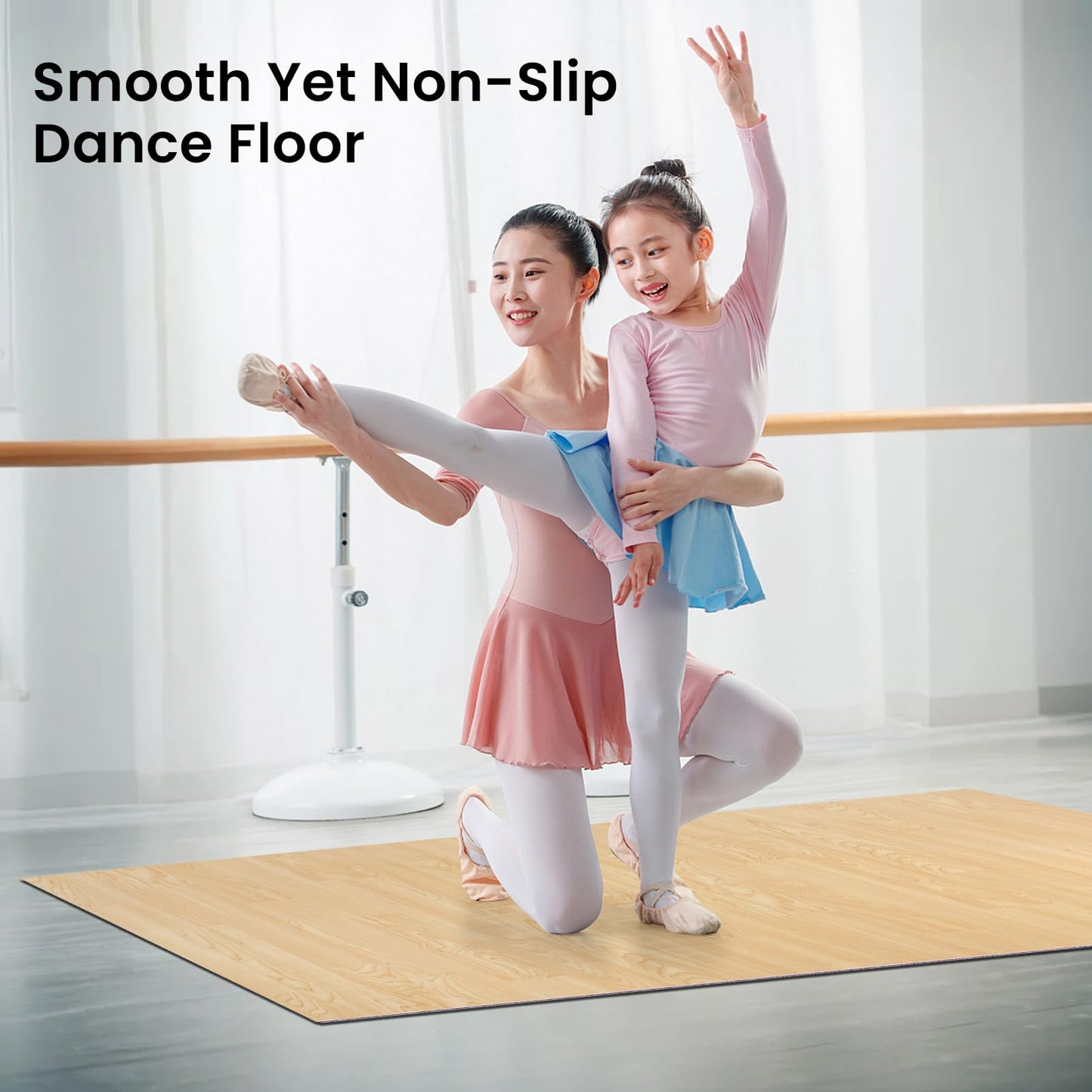 5mm Extra-Thick Marley Dance Floor, Dance Floor Mat, Non-Slip Shock-Absorbing Portable Marley Floors, Ballet Jazz Pop Practice Floor for Home Studio School
