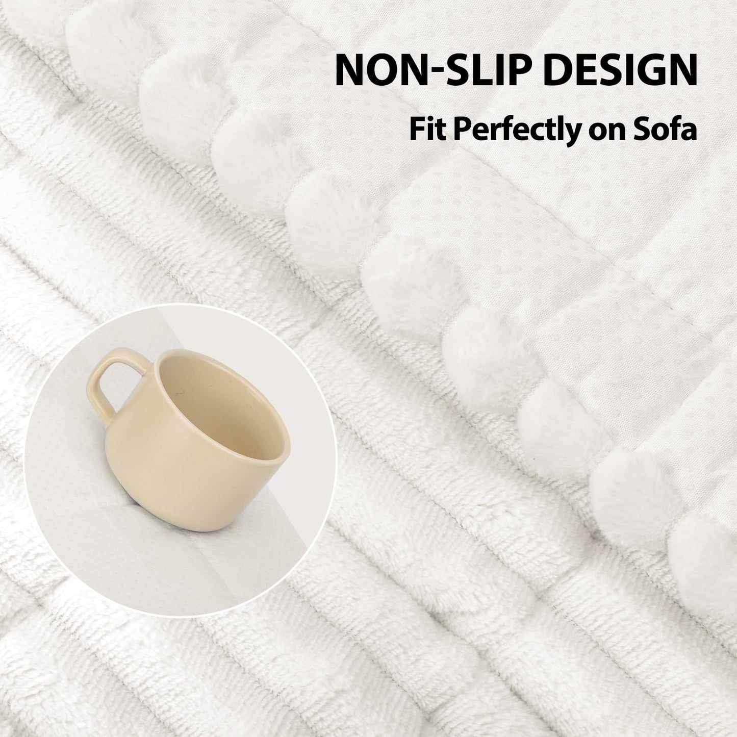 Fixwal Pet and Family Friendly Couch Covers, Washable Non-Slip Dog Mat with Waterproof Backing, Soft Plush Protector for Sofa, Car Seat, Bedside, Playpen, Camping (White, 27.6" x 59.1")