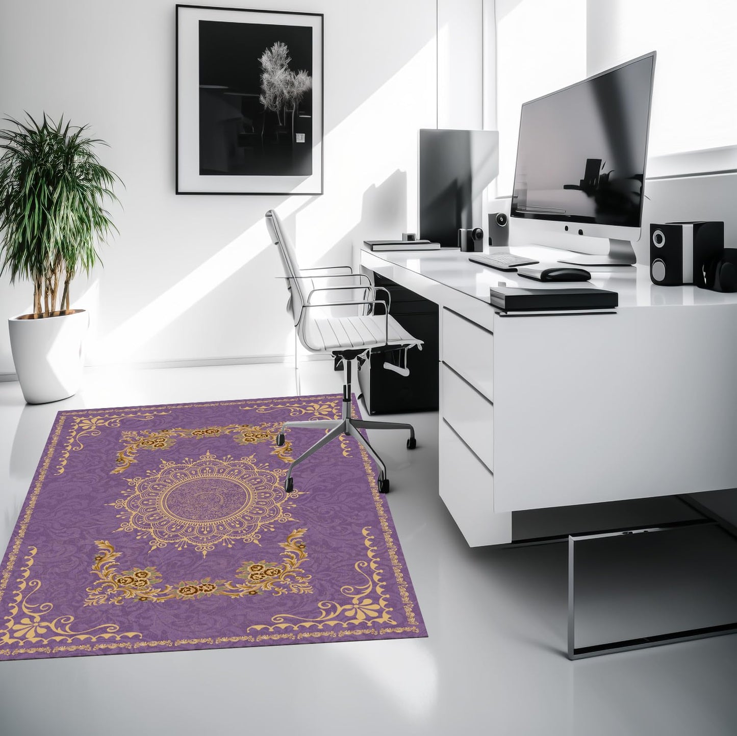BYINGWD Chair Mat for Hardwood Floor, Office, Carpet, Desk, Computer, Gaming, Under Desk Rug Protector, Purple, 36"x48"