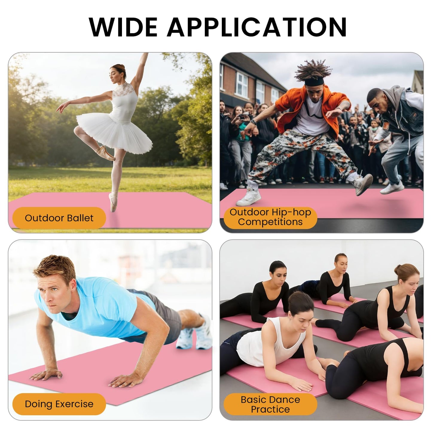3×6.6ft Marley Dance Floor, 3.5mm Portable Dance Floor with Shoulder Strap, Non-Slip Shock-Absorbing Portable Marley Floors for Ballet Jazz Pop Practice - Ideal for Home Studio School