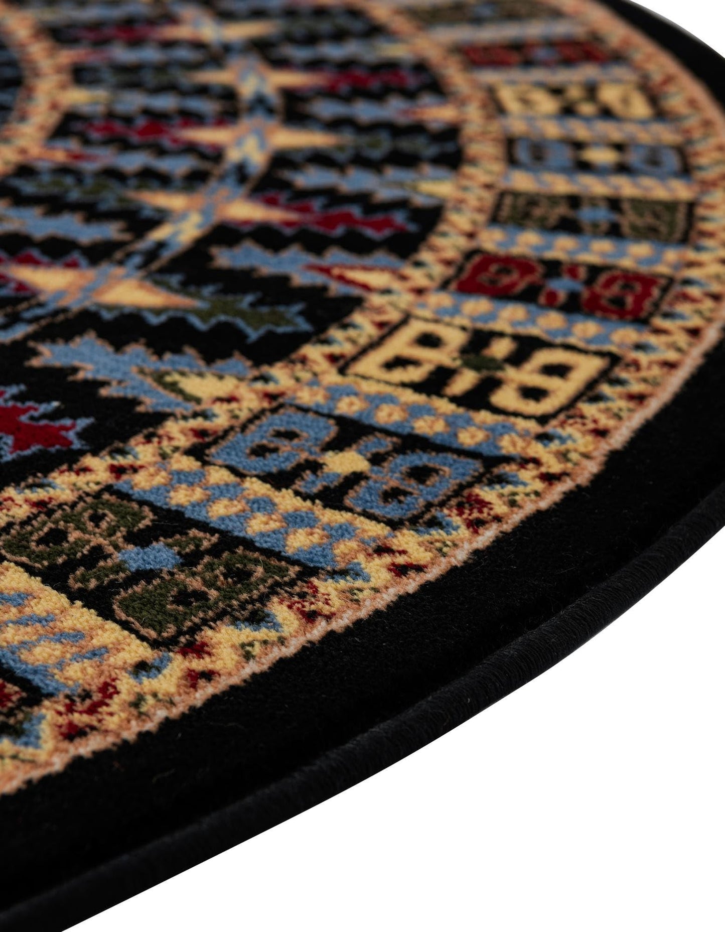 Rugs.com Bokhara Collection Rug – 3 Ft Round Black Medium-Pile Rug Perfect for Kitchens, Dining Rooms