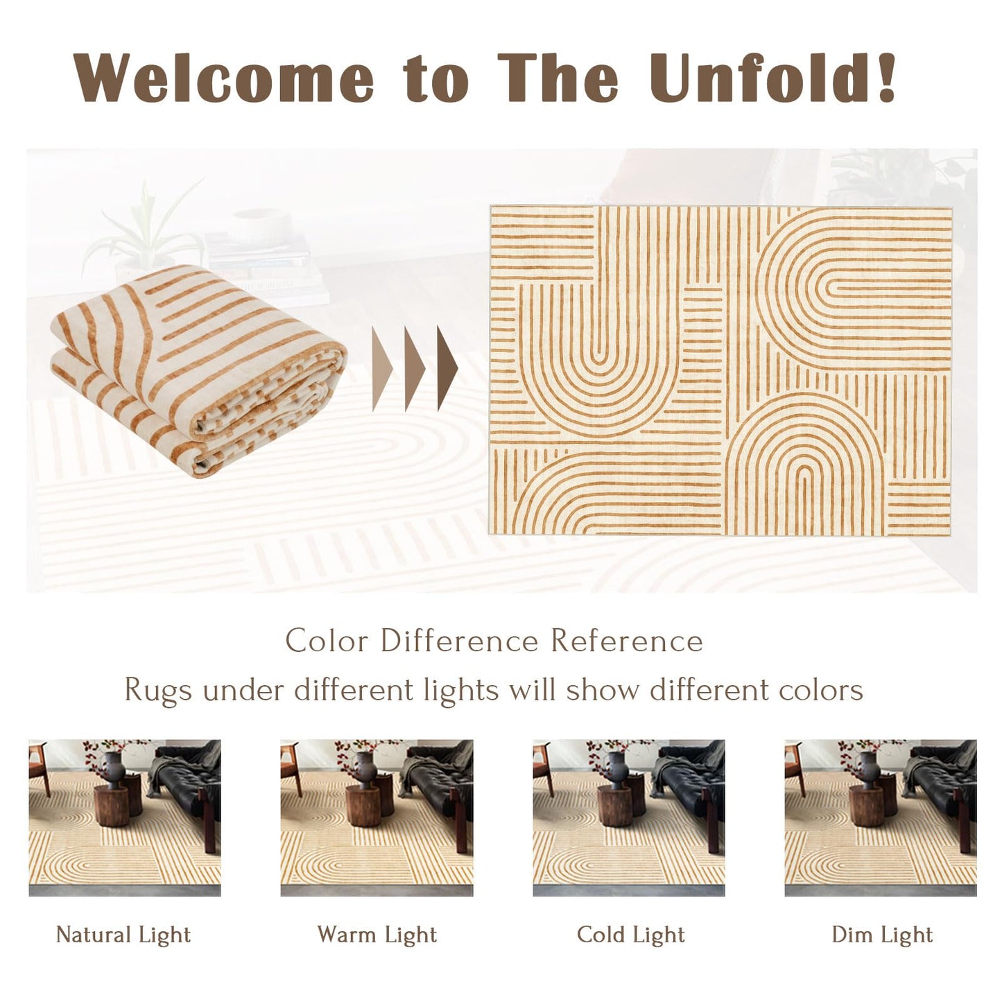LUXRUG Washable Area Rug 5x7 - Boho Living Room Rug Soft Bedroom Rug Ultra-Thin Orange Modern Abstract Rainbow Dining Room Rugs Indoor Carpet for Living Room Nursery Room Home Decor