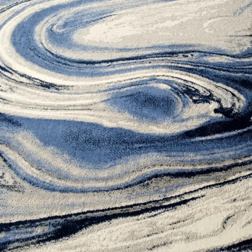 LUXE WEAVERS Modern Abstract Marble Swirl Blue 5x7 Area Rug