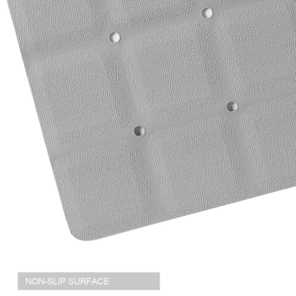 Webos Foldable Non Slip Silicon Bath Mat Bathtub mat no Suction Cups Shower mats for Textured Tub and Reglazed Tub (Foldable -Grey, 28-inch x 14-inch)