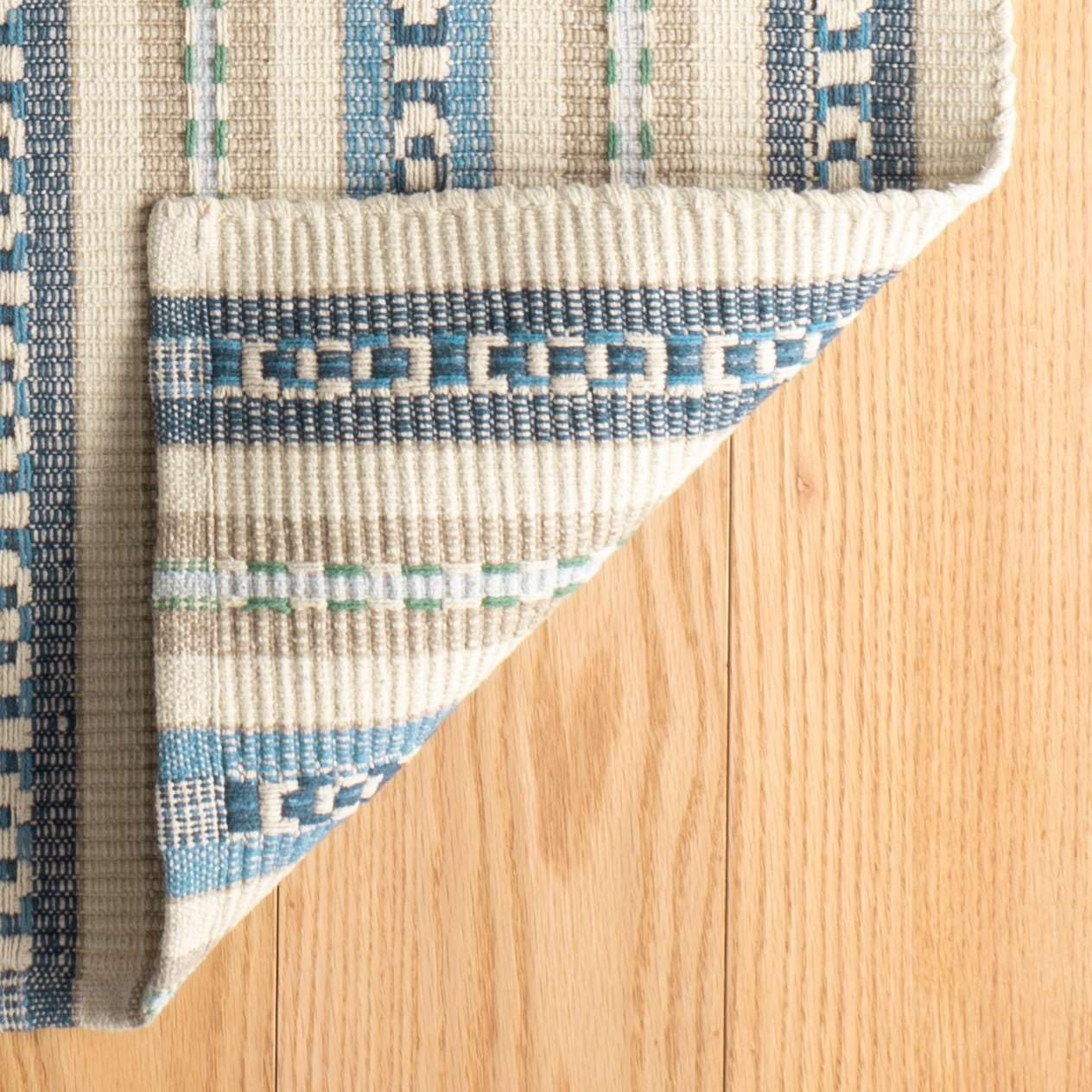 Dash and Albert Long Slade Cotton Area Rug - 2.5' x 8' Runner Indigo Stripe Handwoven Accent Rug - Durable, Lightweight, Guest Room, Home Office, Dining Room