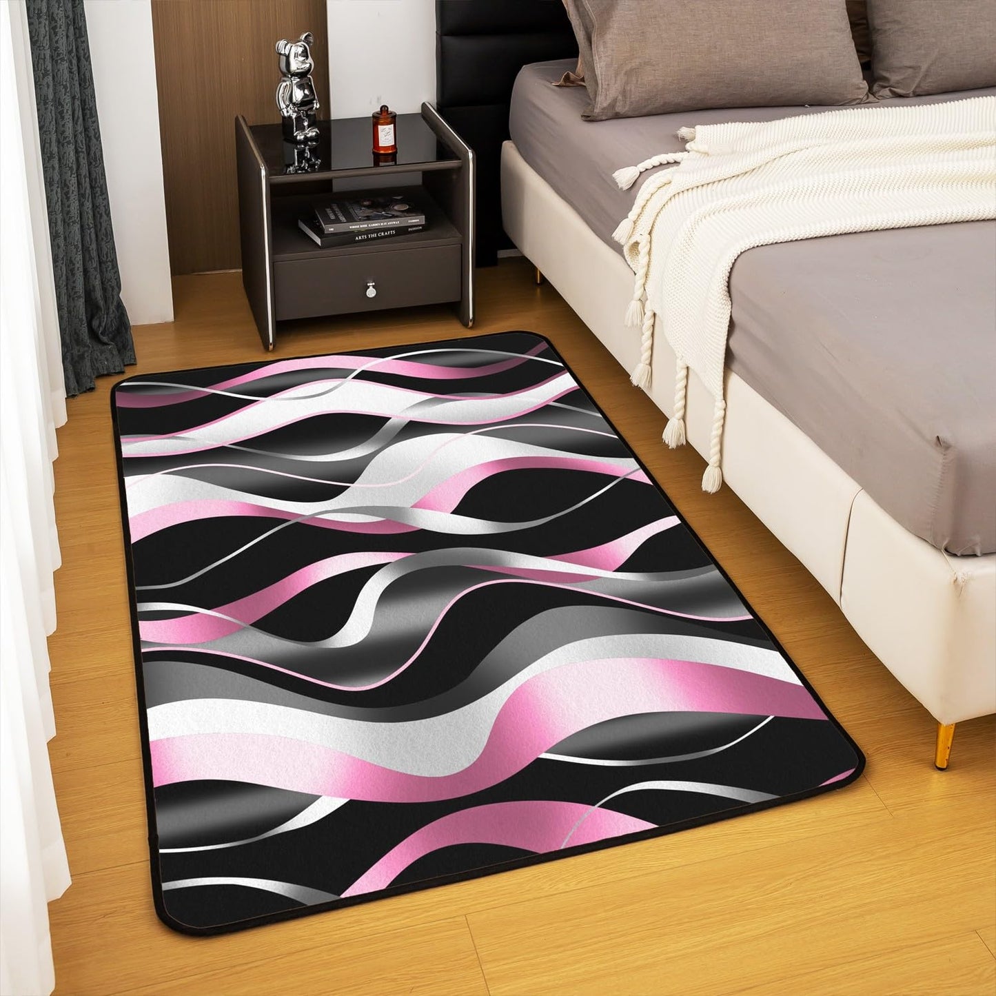 Feelyou Pink Stripes Living Room Rugs Area Rug 5x7 Ombre Decorative Carpet for Boys Teens Decor Geometric Accent Rug Modern Striped Art Decorative Rug Abstract Art Doormats Floor Mat