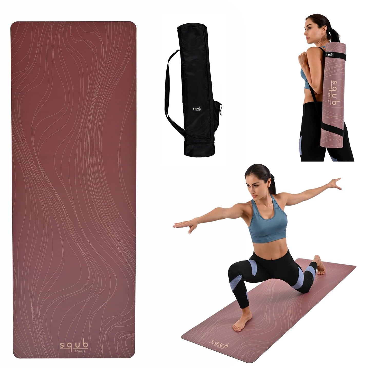 Premium PU & Natural Rubber, Yoga Mat Thick 5mm – Non Slip Exercise Mat Workout Surface, Extra Large 72'' x 27'' Wide Design, Pilates Fitness Training – Includes Strap & Carry Bag