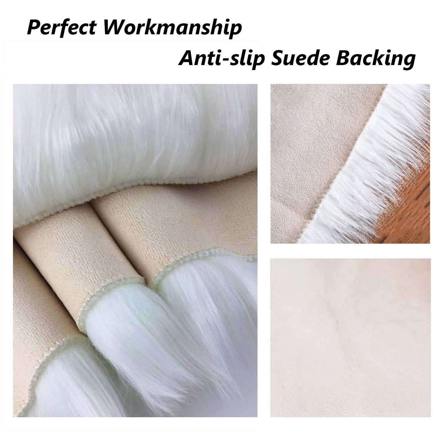 12’’ Small Faux Fur Sheepskin Cushion Soft Plush Area Rug, White Photo Background for Small Product Desktop Photography, Jewelry, Watches, Cosmetics, Ornament, Nail Art, Display and Decor (Square)
