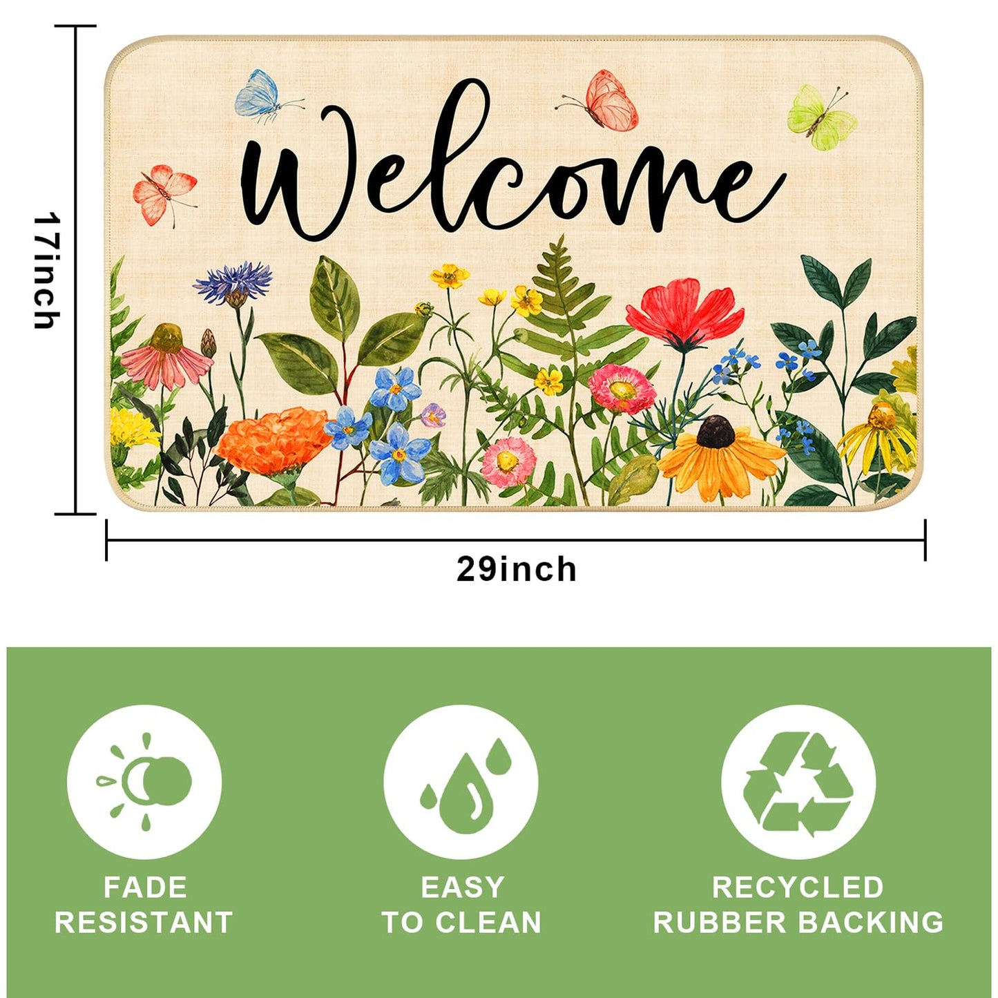 Nialnant Door Mat Outside Entrance, Floral Outdoor Mats for Front Door