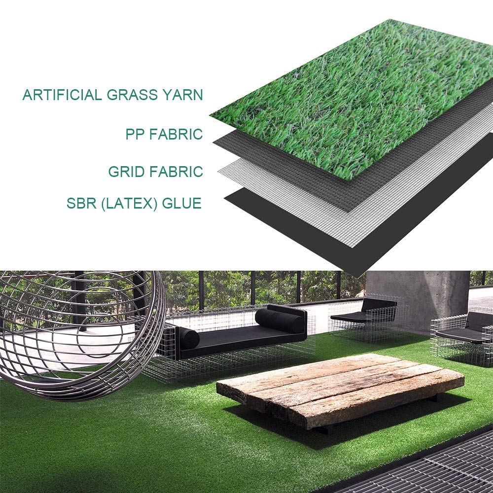 Petgrow Synthetic Artificial Grass Turf Lawn 4ft x 10ft, 1.38" Outdoor/Indoor Fake Grass Rug Astroturf for Dogs,Faux Grass Rug with Drainage Holes/Custom Size Provided