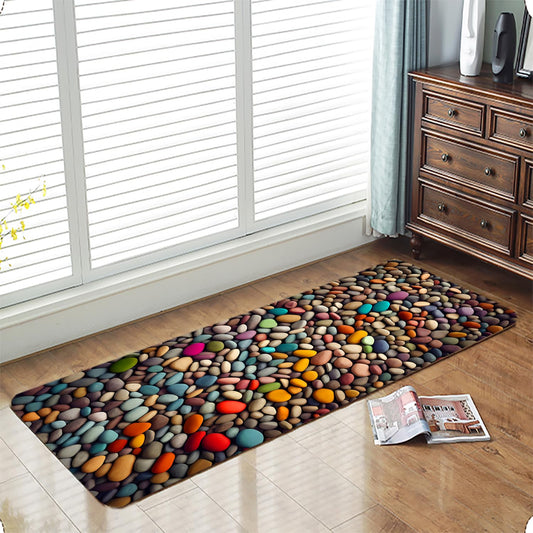 LYFANS Memory Foam Bath Mat, Non Slip Absorbent Flannel Bathroom Rug, (18" X 47") Soft Washable Shower Floor Mat Colorful Brick Print, Decorative Bath Rugs for Bathroom, Kitchen, Entryway, Bedroom