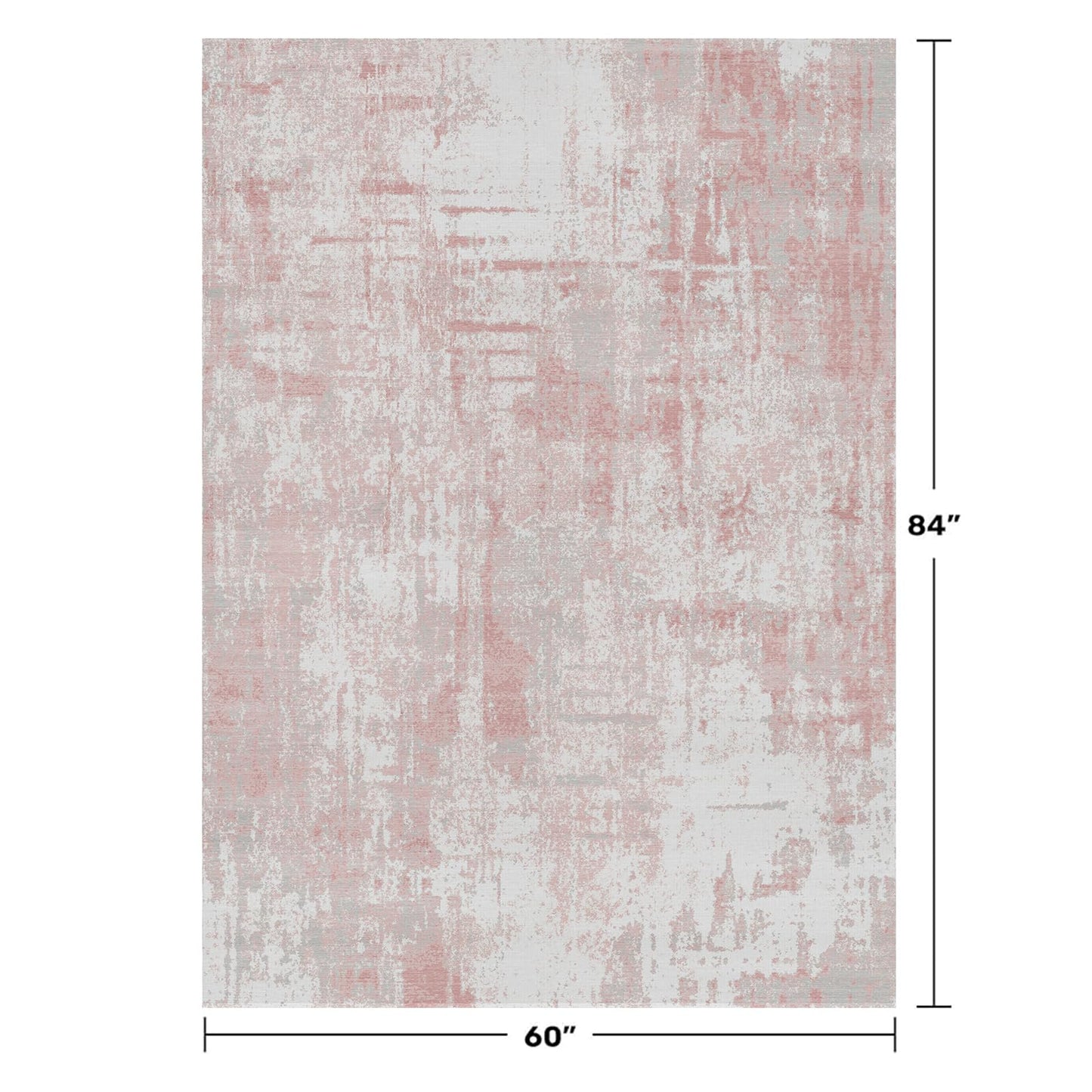 5'x7' Washable Area Rug for Living Room - Abstract Soft Non-Slip Neutral Carpet Stain Resistant Floor Mat for Bedroom Dining Room Farmhouse Nursery Home Office(Blush Pink/Ivory,5x7)