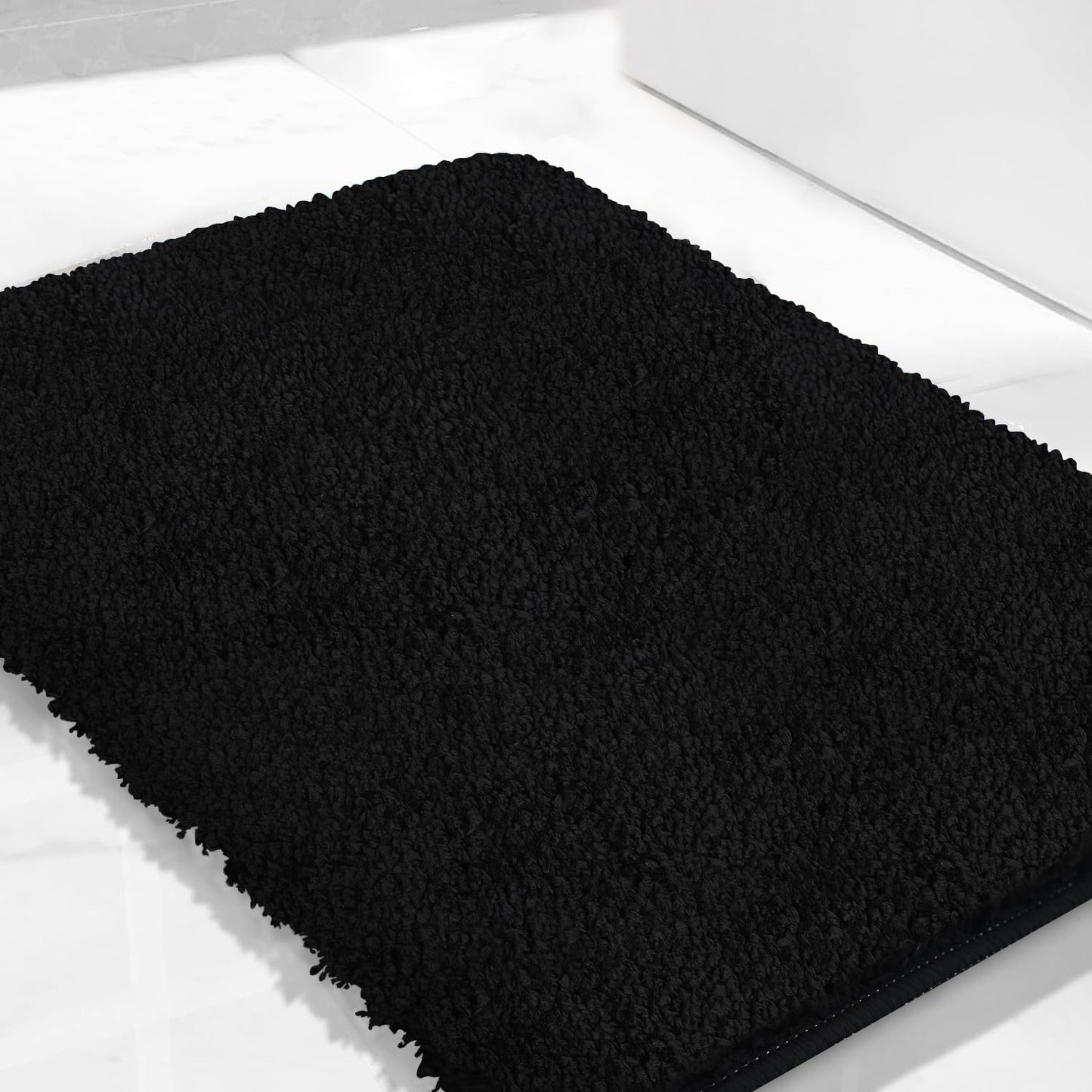 PROOVEELLY Black Bathroom Rugs 59.8"x29.9", Extra Soft Absorbent Thick Shaggy Bath Rugs, Non Slip Quick Dry Bath Mat, Machine Washable Bath Rugs for Bathroom, Microfiber Rugs for Shower Bathtubs