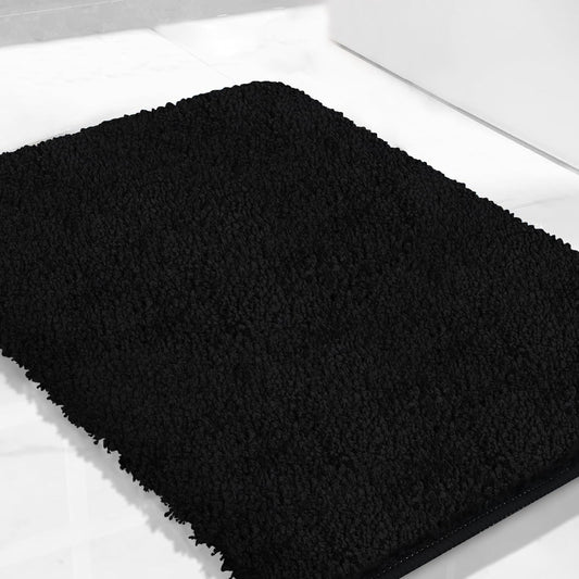 PROOVEELLY Black Bathroom Rugs 59.8"x29.9", Extra Soft Absorbent Thick Shaggy Bath Rugs, Non Slip Quick Dry Bath Mat, Machine Washable Bath Rugs for Bathroom, Microfiber Rugs for Shower Bathtubs