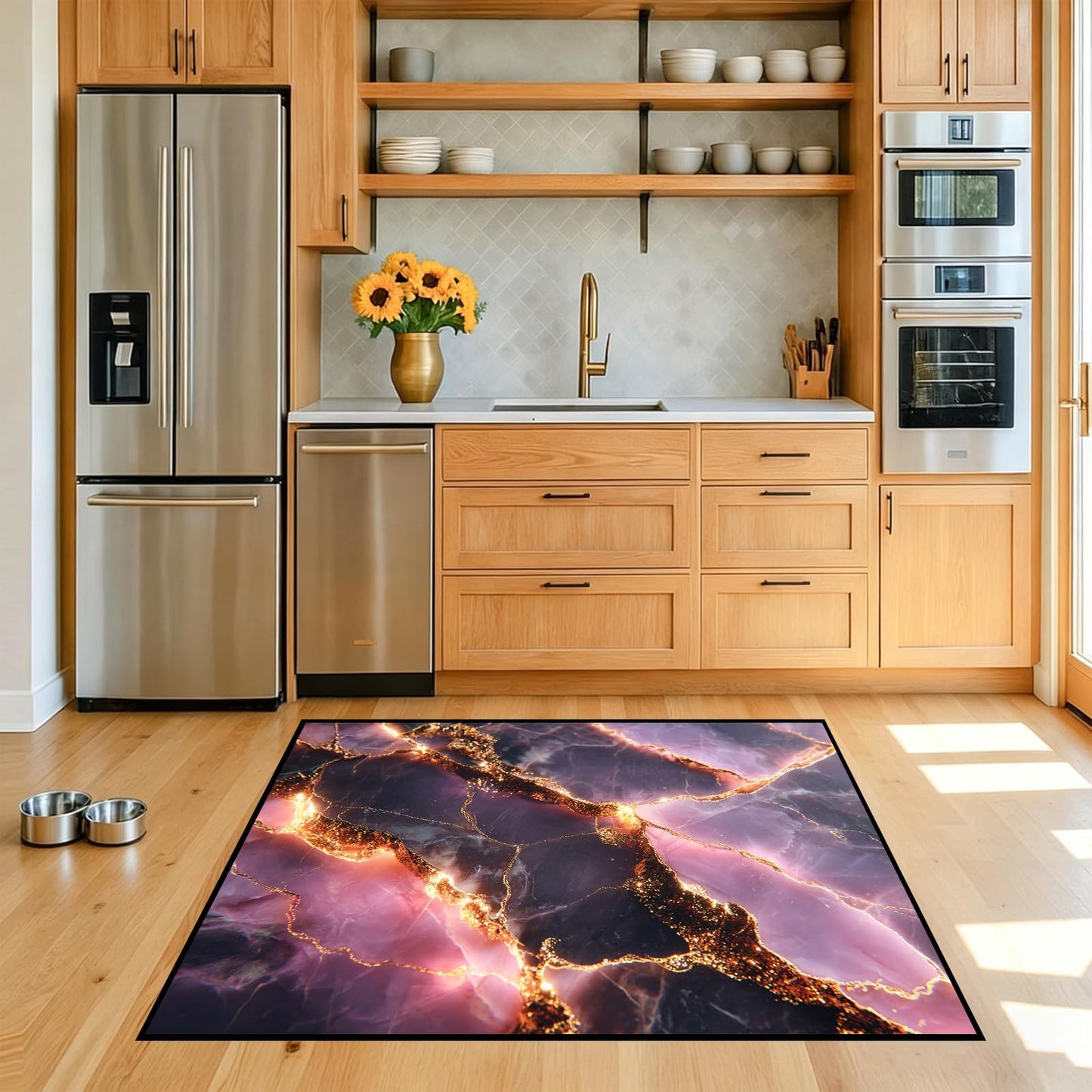 kxry Purple Gold Marble Pattern Area Rug 3x5 for Bedroom Living Room Dining Room Light Luxury Elegant Style Non Slip Washable Low Pile Rug for Entryway Kitchen Doormat Indoor Floor
