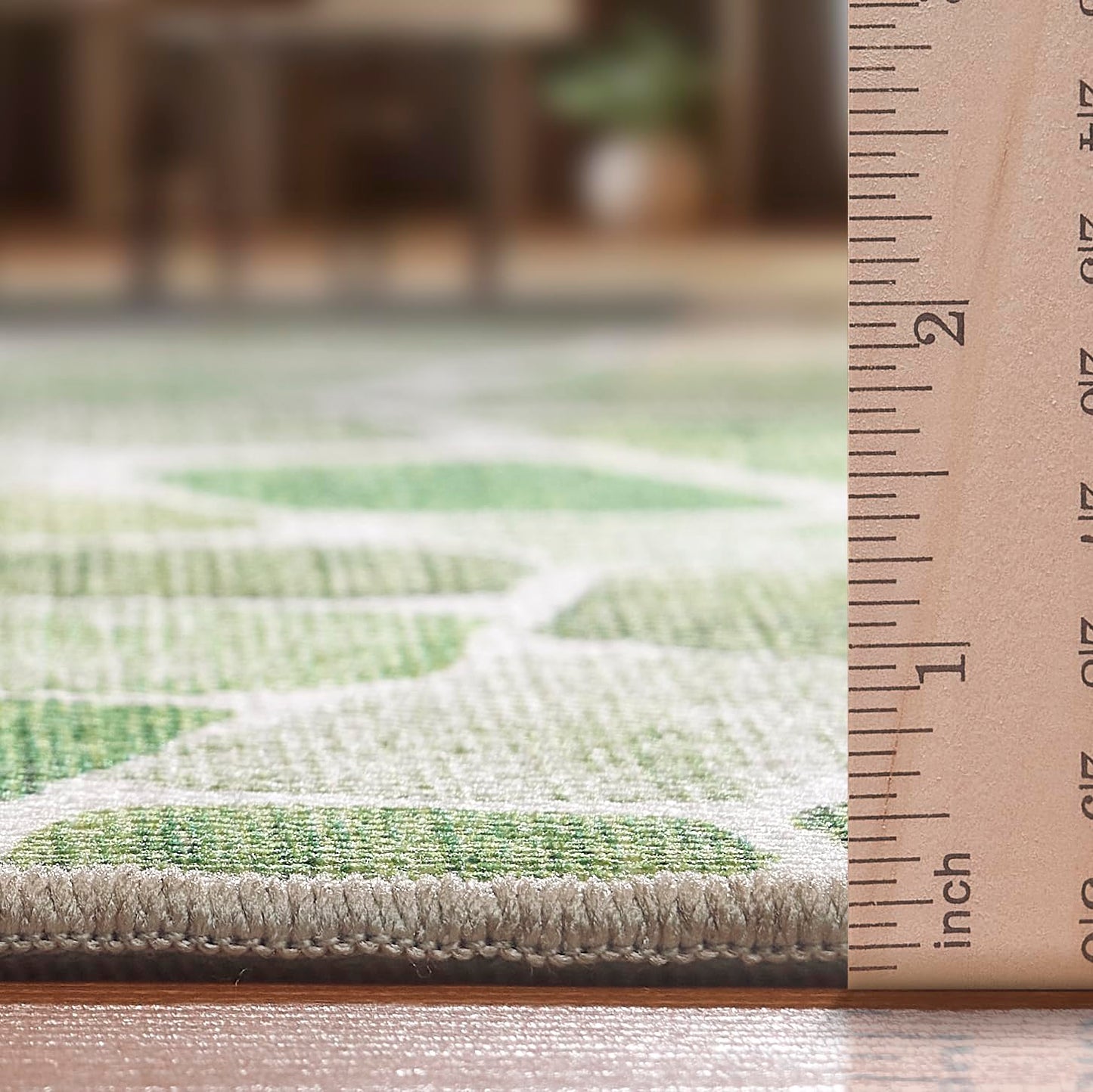 ReaLife Rugs Machine Washable Indoor Outdoor - Mat Rug Foldable Printed Thin Lightweight Cushioned Fade Resistant Patio Deck Dock Porch Pool Balcony Camping - Emery - Green 4' x 6'