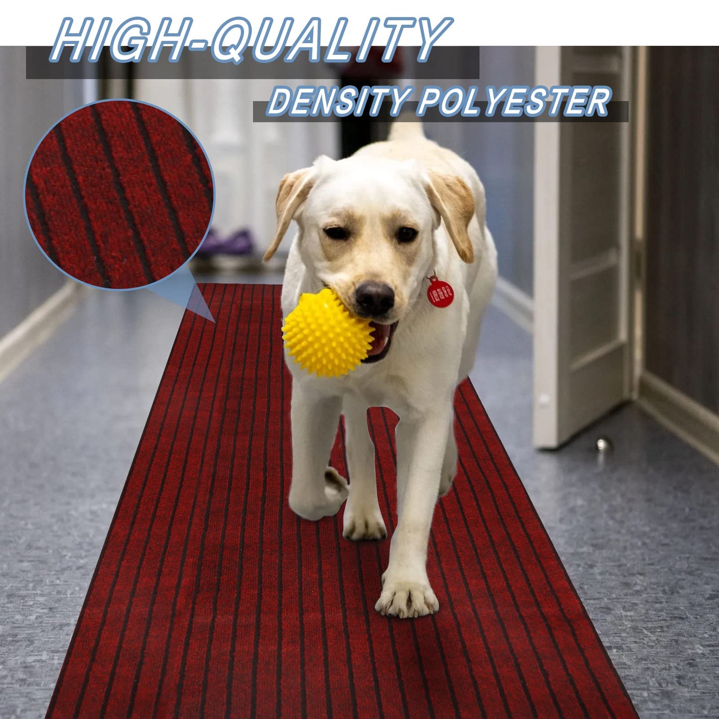 FREADEM Runner Rugs 2' x 6' Indoor Outdoor Carpet Runner, Area Rugs with Anti-Slip Rubber Backing for Aisle Hallway Balcony Garage Entryway Stair, Red Stripe